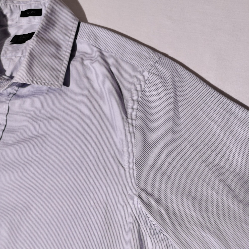 J Crew Ludlow Mens XS Blue Stripe Dress Shirt 120s 2 Ply Cotton Button Down - Picture 5 of 14
